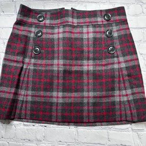 Gap Plaid Mini Skirt Wool Viscose Blend Y2K Womens size 2 Red Black Gray
